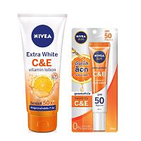 Nivea Extra White CE Vitamin Lotion 320 Ml.+Nivea Sun Extra Protec CE Serum SPF50+ PA