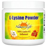 Nature's Life, L-Lysine в порошке, без вкусовых добавок, 200 г