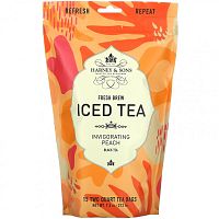 Harney & Sons, Fresh Brew Iced Tea, черный чай, бодрящий персик, 15 чайных пакетиков, 212 г (7,5 унции)
