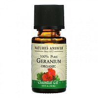 Nature's Answer, на 100% чистое органическое эфирное масло, герань, 15 мл (0,5 жидк. унции)