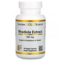California Gold Nutrition, экстракт родиолы, 500 мг, 60 вегетарианских капсул