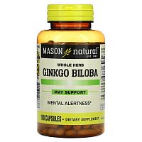 Mason Natural, цельное растение гинкго билоба, 180 капсул