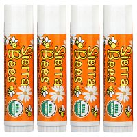 Sierra Bees, Органические бальзамы для губ, мандарин и ромашка, 4 шт. в упаковке, 0,15 унции (4,25 г) каждый