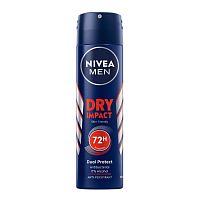 Nivea Men Deo Spray Dry Impact 150 Ml. ผู้ชาย สเปรย์ลดเหงื่อ ระงับกลิ่นกาย