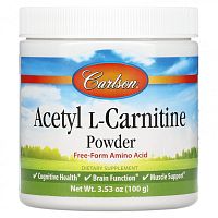 Carlson Labs, Ацетил-L-карнитин, порошок аминокислоты, 100 г (3,53 унции)
