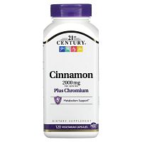 21st Century, корица с хромом, 500 мг, 120 растительных капсул