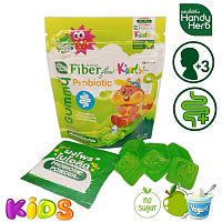 Детский мармелад от запоров с пробиотиком и клетчаткой Handy Herb Gummy Fiber Flow Probiotic Kiods вкус яблока и йогурт