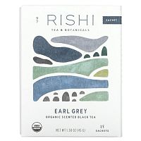 Rishi Tea, «Earl Grey», органический ароматизированный черный чай, 15 пакетиков, 45 г (1,58 унции)