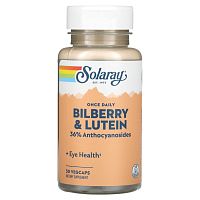 Solaray, Черника и лютеин, раз в день, 30 легко глотаемых капсул