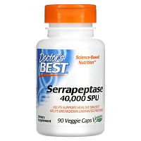 Doctor's Best, серрапептаза Best, 40 000 SPU, 90 вегетарианских капсул