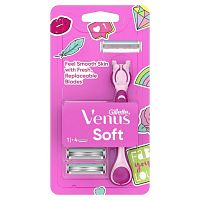 Gillette Venus soft Razor 1'S+Blades 4'S มีดโกน กำจัดขน