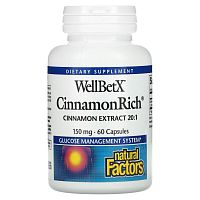 Natural Factors, WellBetX, CinnamonRich, 150 мг, 60 капсул