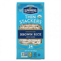 Lundberg, Thin Stackers, Brown Rice, Lightly Salted, 24 Rice Cakes