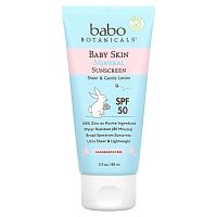 Babo Botanicals, Для детской кожи, солнцезащитный лосьон на минеральной основе, SPF 50, 89 мл
