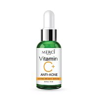 Merci Vitamin C+ Anti-Acne Extra Bright Serum 15 Ml. เซรั่ม วิตามินซี สิว