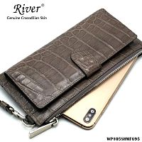 Кошелёк женский из натуральной кожи крокодила River Genuine Crocodilian Skin WP105SH, Таиланд КОРИЧНЕВЫЙ