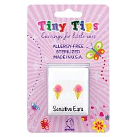 Studex Tiny Tips Earrings For Sensitive Ear Gold Plated Pink Ice Cream
