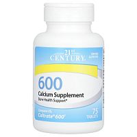 21st Century, добавка с кальцием 600, 75 таблеток