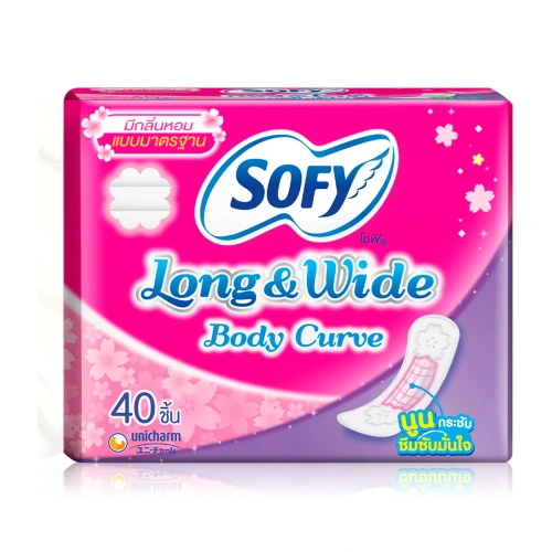 Sofy แผ่นอนามัย Long & Wide Body Curve Scented 40pcs