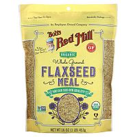 Bob's Red Mill, Органическая мука из семян льна, цельнозерновая, 453 г (1 фунт)