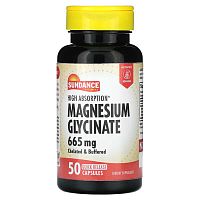 Sundance Vitamins, High Absorption, глицинат магния, 665 мг, 50 капсул с быстрым высвобождением Sundance Vitamins, High Absorption, глицинат магния, 665 мг, 50 капсул с быстрым высвобождением