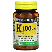Mason Natural, витамин К2, 100 мкг, 100 таблеток