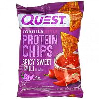 Quest Nutrition, Протеиновые чипсы по типу тортильи, острый сладкий перец чили, 8 пакетиков по 32 г (1,1 унции)