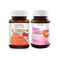 VISTRA Set Skin Bright Imu-Pro C Acerola Cherry 2000 Plus 30 Tablets + Gluta Complex 1000 Plus Red Orange Extract 30 Capsules