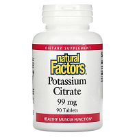 Natural Factors, цитрат калия, 99 мг, 90 таблеток