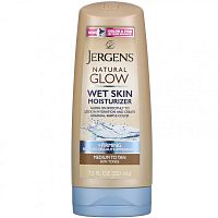 Jergens, Увлажняющее средство Natural Glow для нанесения на влажную кожу, укрепляющее, оттенок Medium to Tan (221 мл)