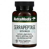NutraMedix, Серрапептаза с инулином, 120 растительных капсул