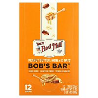 Bob's Red Mill, Bob's Bar, арахисовая паста, мед и овес, 12 батончиков по 50 г (1,76 унции)