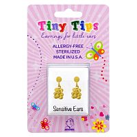 Studex Tiny Tips Earrings For Sensitive Ear Gold Plated Drop Teddy Bear