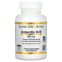 California Gold Nutrition, масло антарктического криля RIMFROST с астаксантином, натуральный клубнично-лимонный вкус, 500 мг, 120 рыбно-желатиновых мягких таблеток