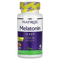 Natrol, Мелатонин, быстрорастворимые, клубника, 3 мг, 90 таблеток