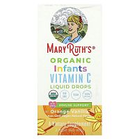 MaryRuth Organics, Жидкие капли с витамином C для младенцев, 0–12 месяцев, апельсин и ваниль, 60 мл (2 жидк. Унции)