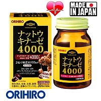 Orihiro Nattokinase 4000 комплекс с Омега-3 (DHA, EPA, DPA) для сердечно-сосудистой системы, 60 капсул. Яп