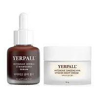 Yerpall Set 2 Item Intensive Herbal Strawberry Serum 15g + Ginseng Hya Vitamin Night Cream 10g