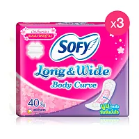 Sofy แผ่นอนามัย Long & Wide Body Curve Scented [40pcs x 5 Packs]