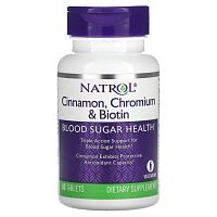 Natrol, Корица, хром и биотин, 60 таблеток