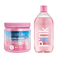 Shiroi Set 2 Items Gluta Berry Plus Vit C White Body Cream 500g + Pink Hya Acid Whitening Shower Glycolic Acid 3% Serum 280ml
