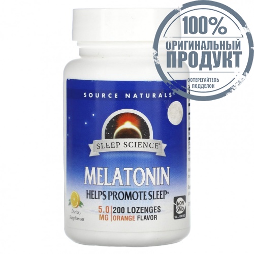 Source Naturals, Мелатонин, апельсин, 5 мг, 200 пастилок