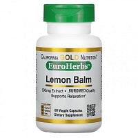 California Gold Nutrition, экстракт мелиссы, европейское качество, 500 мг, 60 растительных капсул