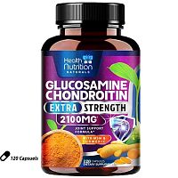 Комплекс для суставов и хрящей Глюкозамин Хондроитин Health Nutrition Glucosamine Chondroitin Extra 2100 mg. США 120