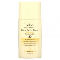 Babo Botanicals, Daily Sheer Fluid Mineral Sunscreen 50, без отдушек, 50 мл (1,7 жидк. Унции)