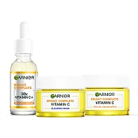 Garnier Bright Complete Serum Set [Booster Serum 30ml + Whitening Serum Cream SPF30/PA+++ 50ml + Sleeping Mask 50ml]