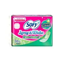 Sofy แผ่นอนามัย Long & wide Clean Protect Scented 36pcs
