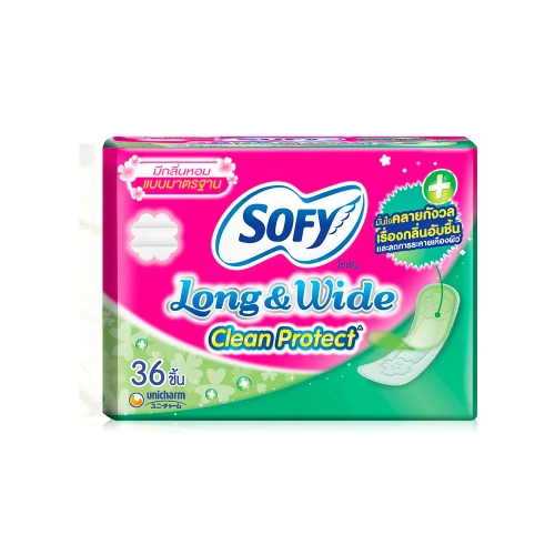 Sofy แผ่นอนามัย Long & wide Clean Protect Scented 36pcs