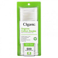 Cliganic, Органические ватные палочки, 500 бумажных палочек