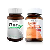 VISTRA Set Skin Booster Zinc 15mg 45 Capsules + Acerola Cherry 1000mg Plus Citrus Bioflavavonoids 45 Tablets